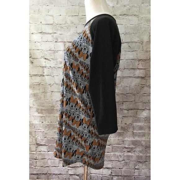 LuLaRoe Disney Minnie Mouse RANDY Orange Gray 3/4 Raglan Sleeve T Shirt Size S - Picture 4 of 4